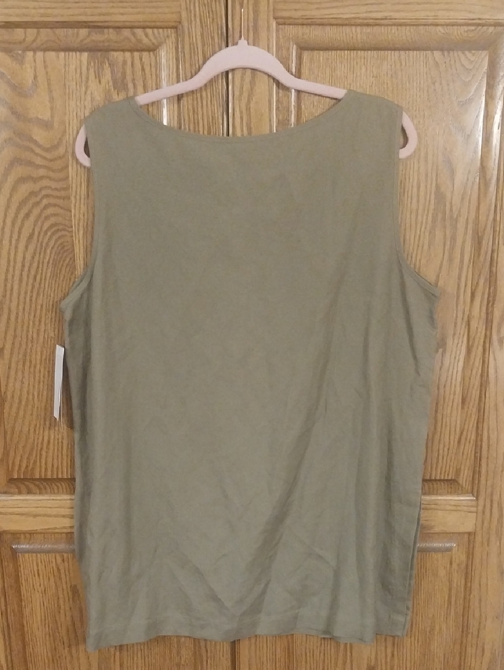 Nine & Co NWT Vintage Women's Size 16 Linen Rayon Tank Top Thyme Green Relaxed - Picture 6 of 8